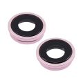 Back Camera Lens With Bracket & Bezel Compatible For iPhone 15 / 15 Plus (2 Piece Set) (Premium) (Pink)