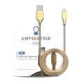 6 ft Non-MFI USB Type A To Lightning Cable (AmpSentrix) (Infinity) (Gold)