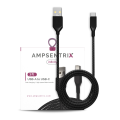 3 ft USB Type C To USB Type A Cable (AmpSentrix) (Infinity) (Black)
