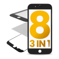 3 in 1 (Front Glass + Frame + OCA Pre-Installed) Compatible For iPhone 8 (Black) (2 Pack) (OCA Master)