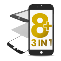 3 in 1 (Front Glass + Frame + OCA Pre-Installed) Compatible For iPhone 8 Plus (Black) (2 Pack) (OCA Master)