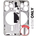 Mid-Frame Housing With Power And Volume Button Compatible For iPhone 15 Pro (US Version) (Used OEM Pull: Grade B) (White Titanium)