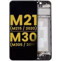 OLED Assembly With Frame Compatible For Samsung Galaxy M21 (M215 / 2020) / M30 (M305 / 2019) (Refurbished) (Black)