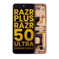 Main OLED Assembly With Frame Compatible For Motorola Razr Plus / Razr 50 Ultra (XT2451 / 2024) (Refurbished) (Peach Fuzz)