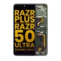 Main OLED Assembly With Frame Compatible For Motorola Razr Plus / Razr 50 Ultra (XT2451 / 2024) (Refurbished) (Spring Green)