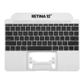 Top Case With Keyboard And Microphone Compatible For MacBook Retina 12" (A1534 / Early 2016 / Mid 2017) (US English) (Used OEM Pull: Grade New) (Silver)