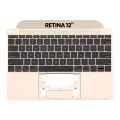 Top Case With Keyboard And Microphone Compatible For MacBook Retina 12" (A1534 / Early 2016 / Mid 2017) (US English) (Used OEM Pull: Grade New) (Gold)