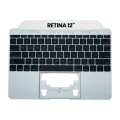 Top Case With Keyboard And Microphone Compatible For MacBook Retina 12" (A1534 / Early 2015) (US English) (Used OEM Pull: Grade New) (Silver)