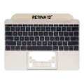Top Case With Keyboard And Microphone Compatible For MacBook Retina 12" (A1534 / Early 2015) (US English) (Used OEM Pull: Grade New) (Gold)