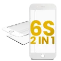 2 in 1 (Front Glass + Frame Pre-Installed) Compatible For iPhone 6S (2 Pack) (White)