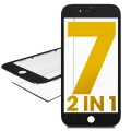 2 in 1 (Front Glass + Frame Pre-Installed) Compatible For iPhone 7 (2 Pack) (Black)