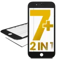 Glass With Frame Pre-Installed Compatible For iPhone 7 Plus (Black) (Premium / 2 in 1) (2 Pack)