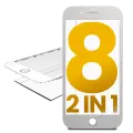 2 in 1 (Front Glass + Frame) Compatible For iPhone 8 (2 Pack) (White)