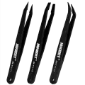 Anti-Static Heat Resistant Flat Pointed Curved Tweezers 3 Piece Set (JM-T11) (Jakemy)