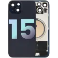Back Glass With Steel Plate With MagSafe Magnet Pre-Installed Compatible For iPhone 15 (Service Pack) (Black)