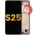 OLED Assembly With Frame Compatible For Samsung Galaxy S25 5G  (US & International Version) (Refurbished) (Pink Gold)