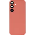 Back Cover Glass With Camera Lens Compatible For Samsung Galaxy S25 Plus 5G (No Logo) (Aftermarket Plus) (Coral Red)