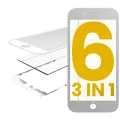 3 in 1 (Front Glass + Frame + OCA Pre-Installed) Compatible For iPhone 6 (White) (2 Pack)