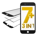 3 in 1 (Glass With OCA Pre-Installed + Frame)  Compatible For iPhone 7 Plus (OCA Master)(2 Pack) (Black)