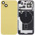 Back Glass With Steel Plate With Wireless NFC Charging MagSafe Magnet & Flashlight Flex Compatible For iPhone 14 Plus (Used OEM Pull: Grade B) (Yellow)
