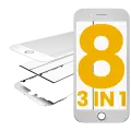 3 in 1 (Glass With OCA Pre-Installed + Frame)  Compatible For iPhone 8  (OCA Master) (2 Pack)(White)