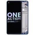 LCD Assembly With Frame Compatible For Motorola One Action (XT2013-1 / XT2013-2 / XT2013-4 / 2019) (Genuine OEM) (Denim Blue)